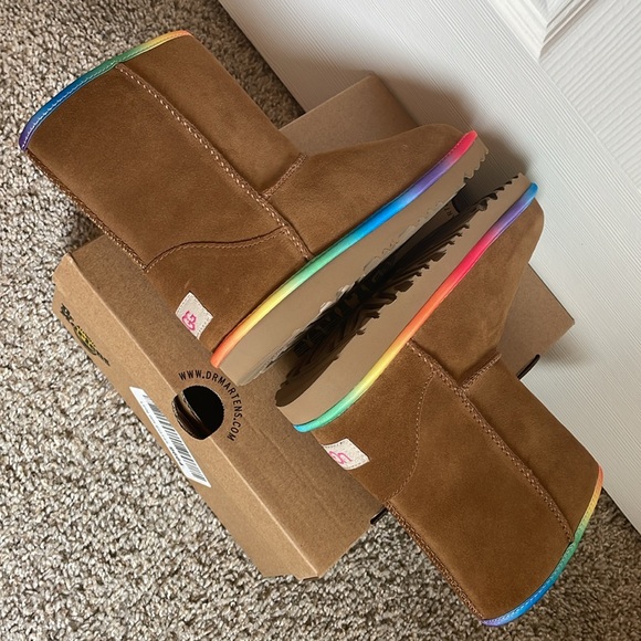 🆕 UGG 🌈 Classic Short II Chestnut Rainbow Shearling Lined Boots Size 1 - Picture 5 of 9